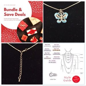 Baby blue butterfly fashion pendant & necklace